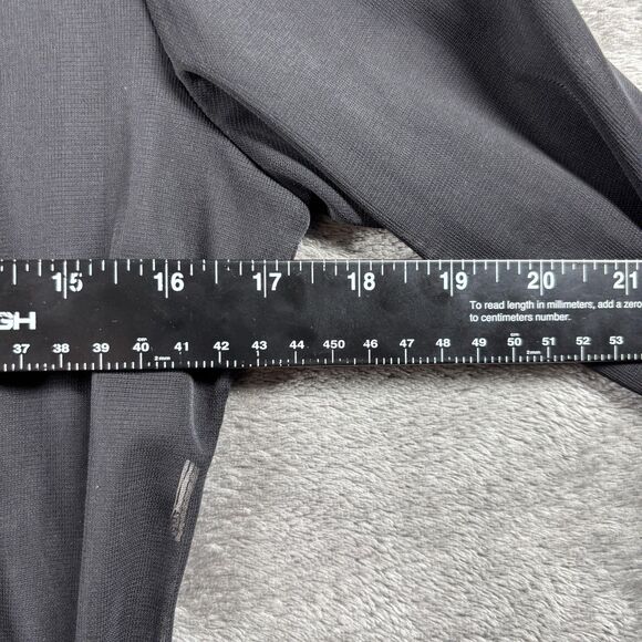 Vintage Slip Dress Nightgown Robe Set Sheer Velvet Trim Black Silver Small F177 - Picture 7 of 10